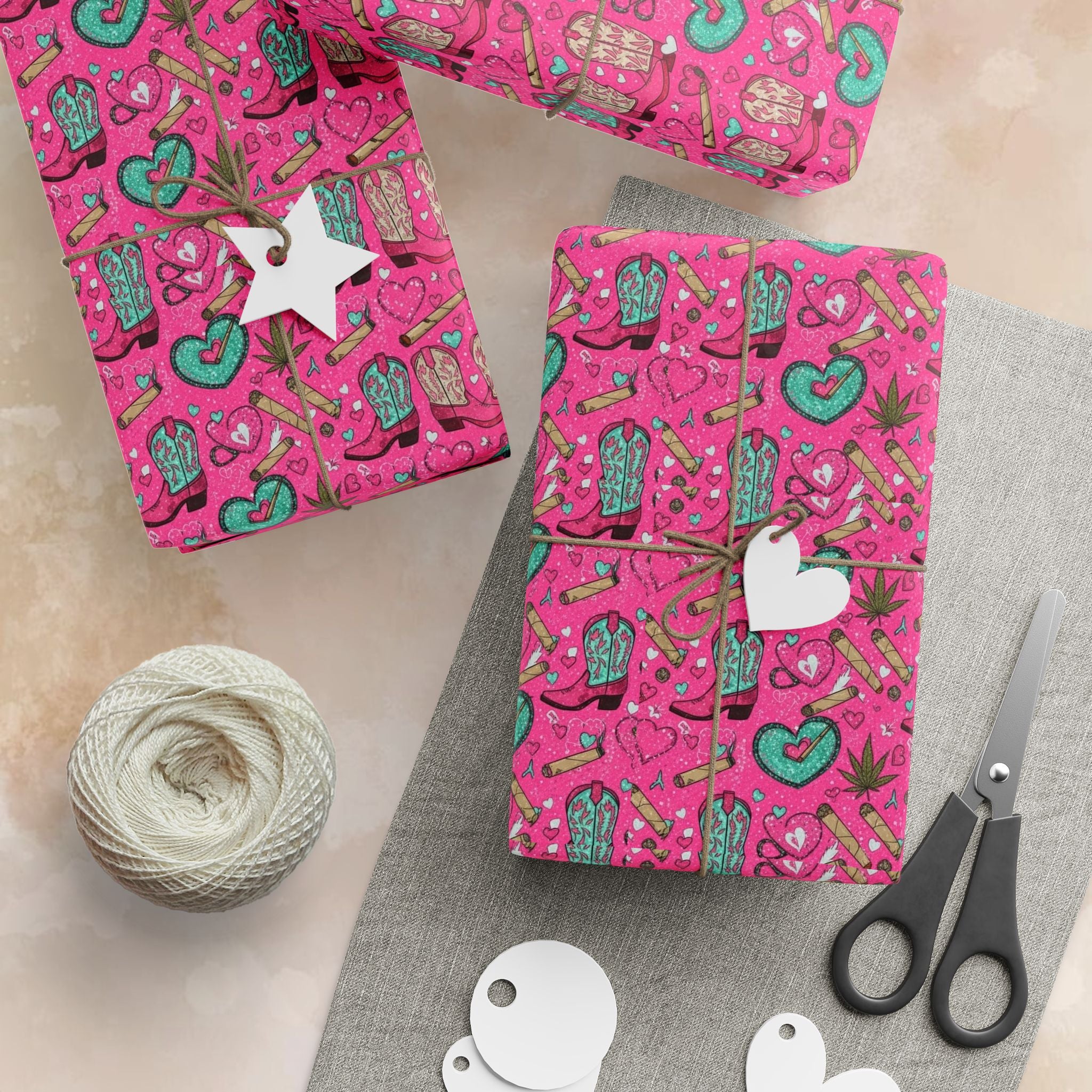Pink Stoner Cowgirl Wrapping Paper