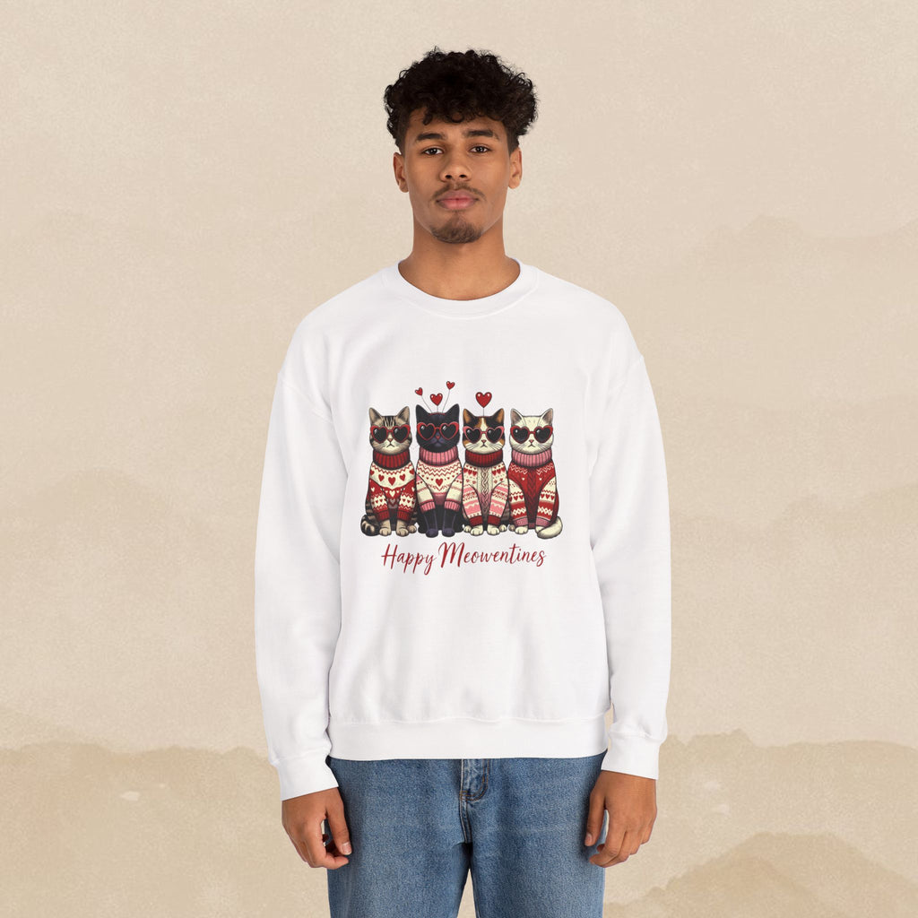 Happy Meowrntines Cats sweatshirt | Valentine Cat Sweater Crewneck