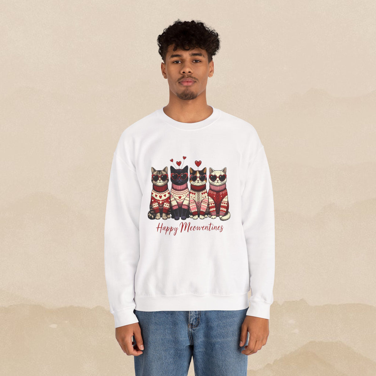 Happy Meowrntines Cats sweatshirt | Valentine Cat Sweater Crewneck