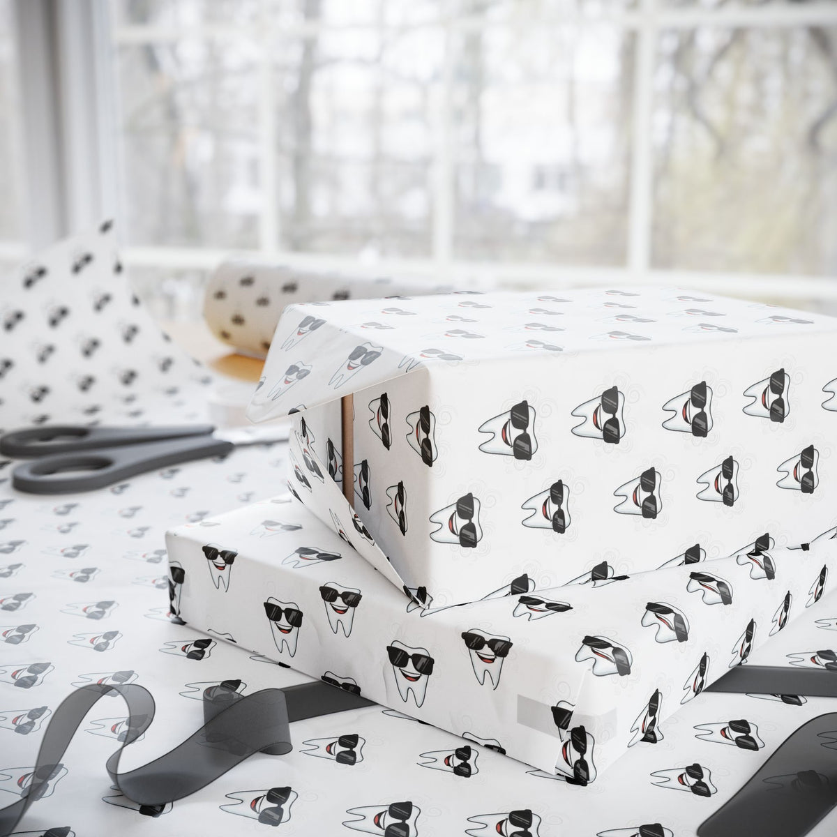 Cute Sunglasses Teeth Wrapping Papers | Fun Dental Pattern Gift Wrap