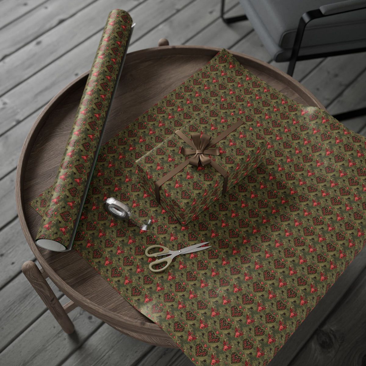 Camo Heart Valentines Wrapping Paper