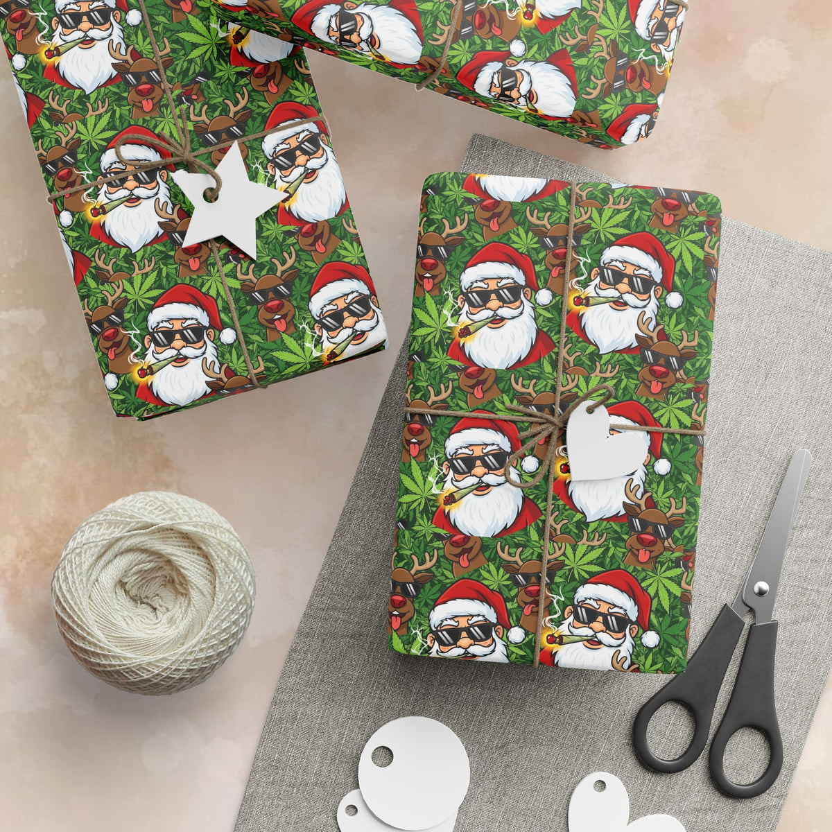 Stoner Santa Smoking Pattern Wrapping Paper | Christmas Holiday Gift Wrap