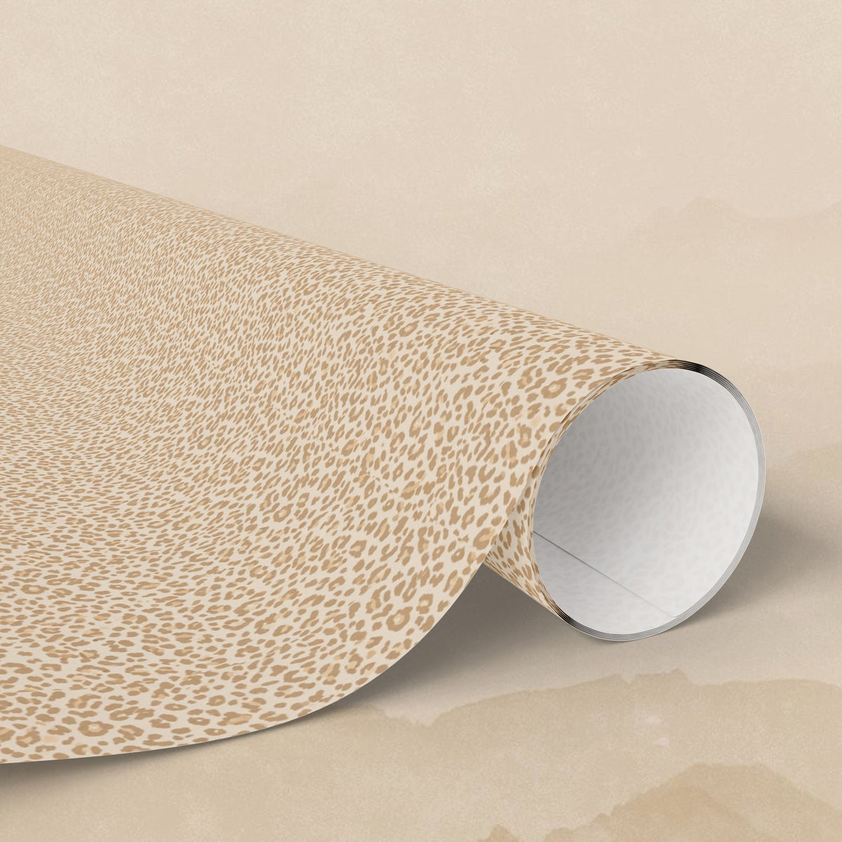 Beige Speckled leopard print Pattern Wrapping Paper | Neutral Kraft Animal Print