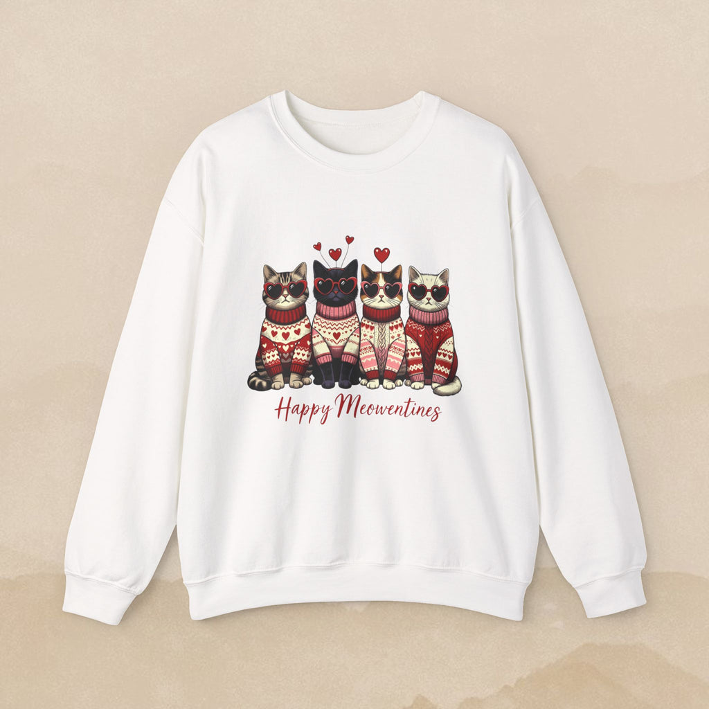 Happy Meowrntines Cats sweatshirt | Valentine Cat Sweater Crewneck