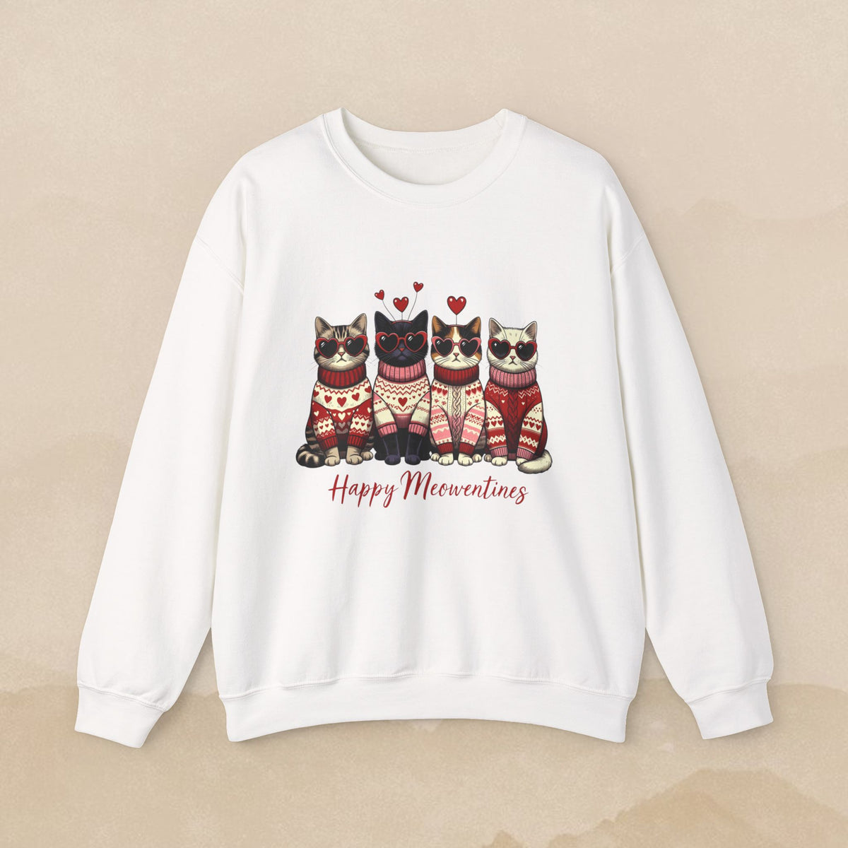 Happy Meowrntines Cats sweatshirt | Valentine Cat Sweater Crewneck