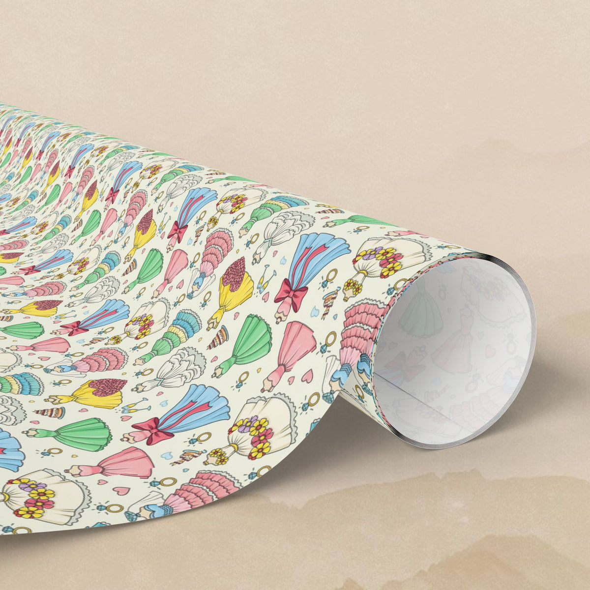 Colorful Princess Dresses Wrapping Papers | Kids Birthday Gift Wrap