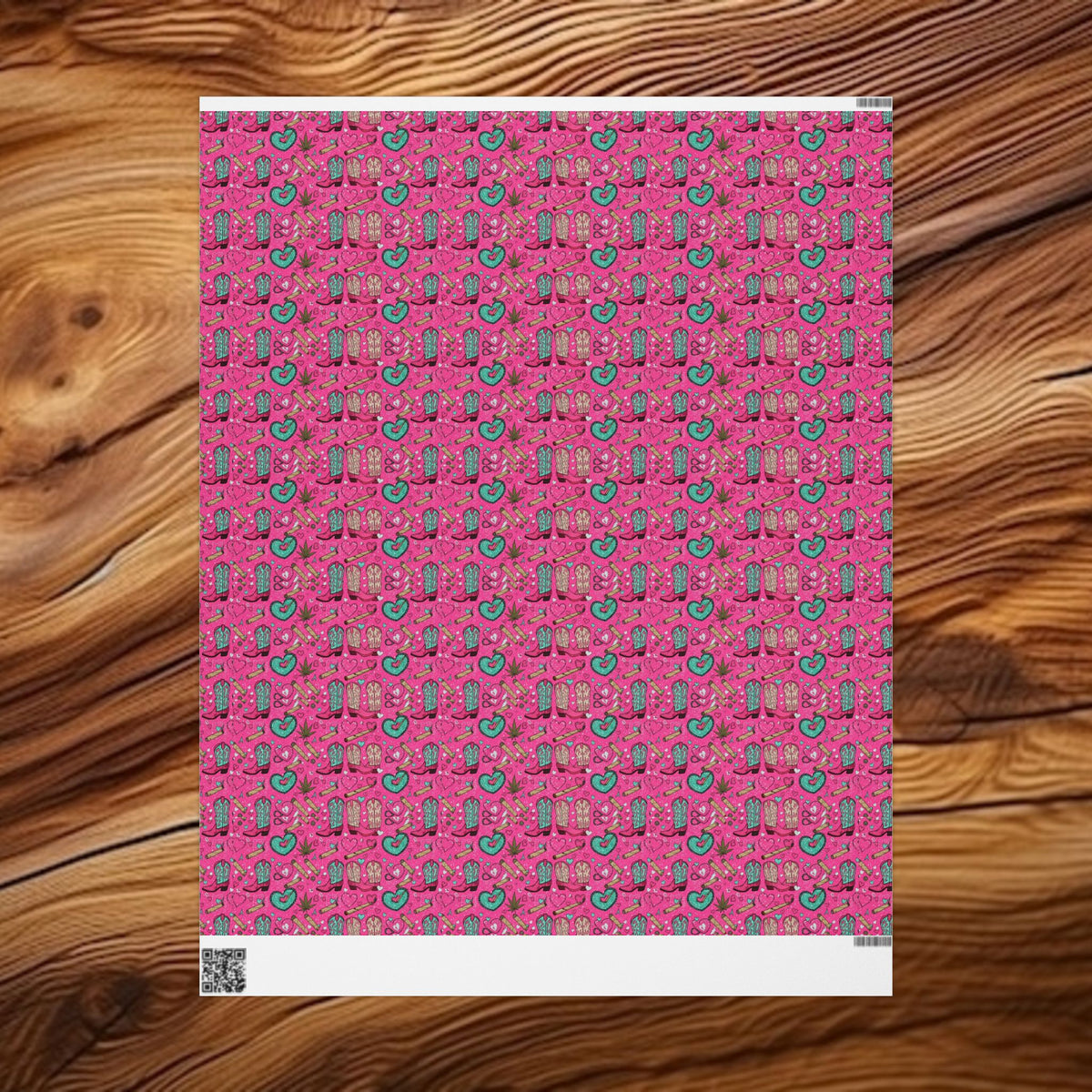 Girly Western  Pink Cowgirl Boots Wrapping Paper