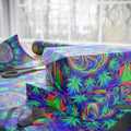Psychedelic Cannabis Leaf Pattern Wrapping Paper | Neon Swirl Gift Wrap