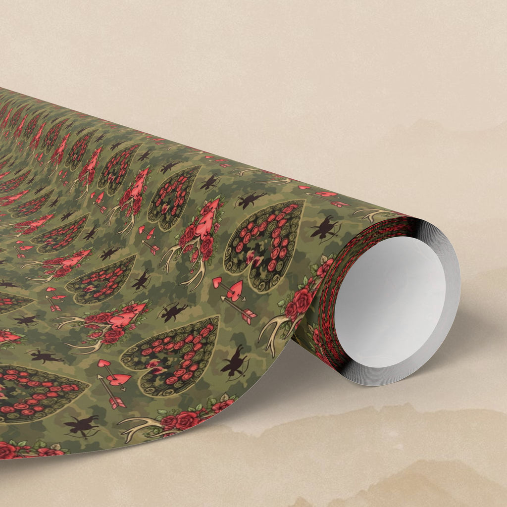 Camo Heart Valentines Wrapping Paper