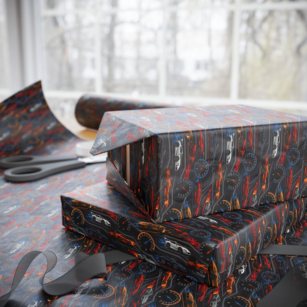 Vintage Racing Cars Wrapping Paper | Retro Automobile Pattern