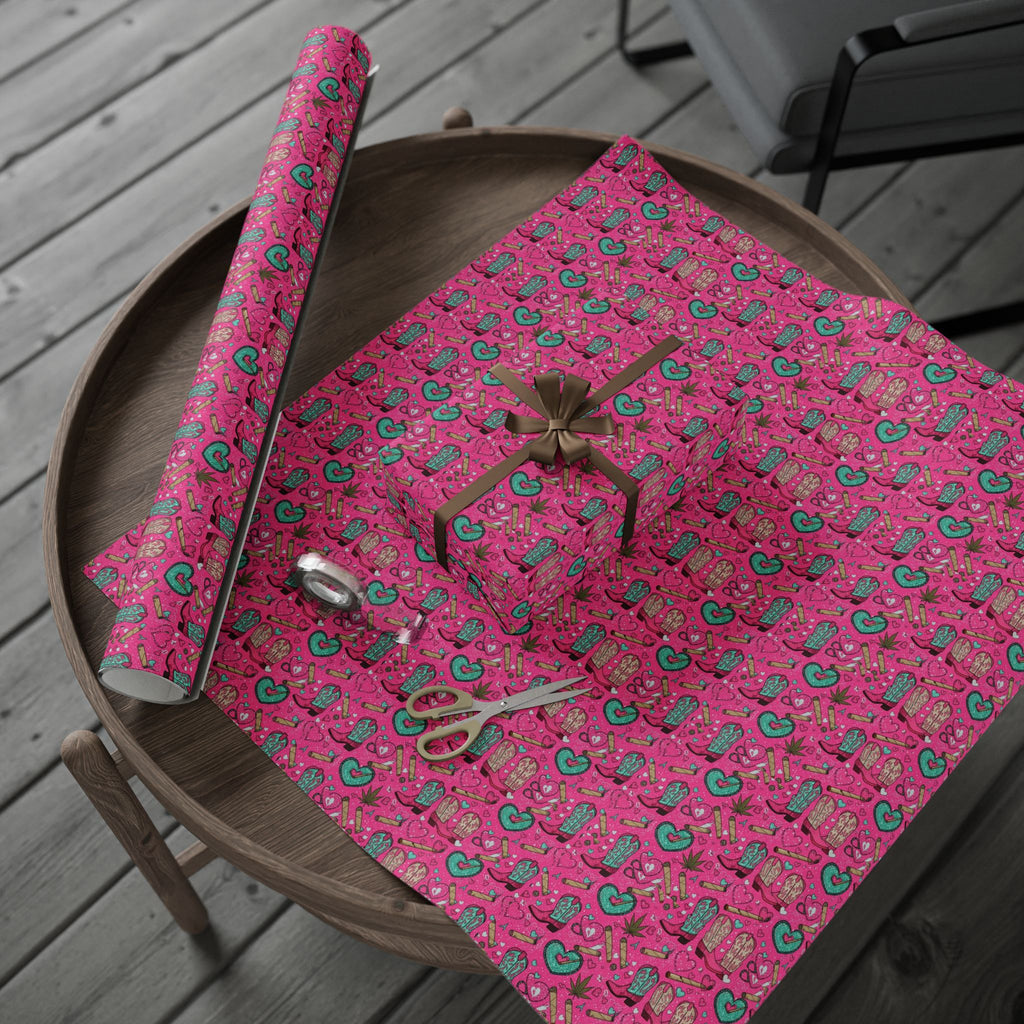 Girly Western  Pink Cowgirl Boots Wrapping Paper