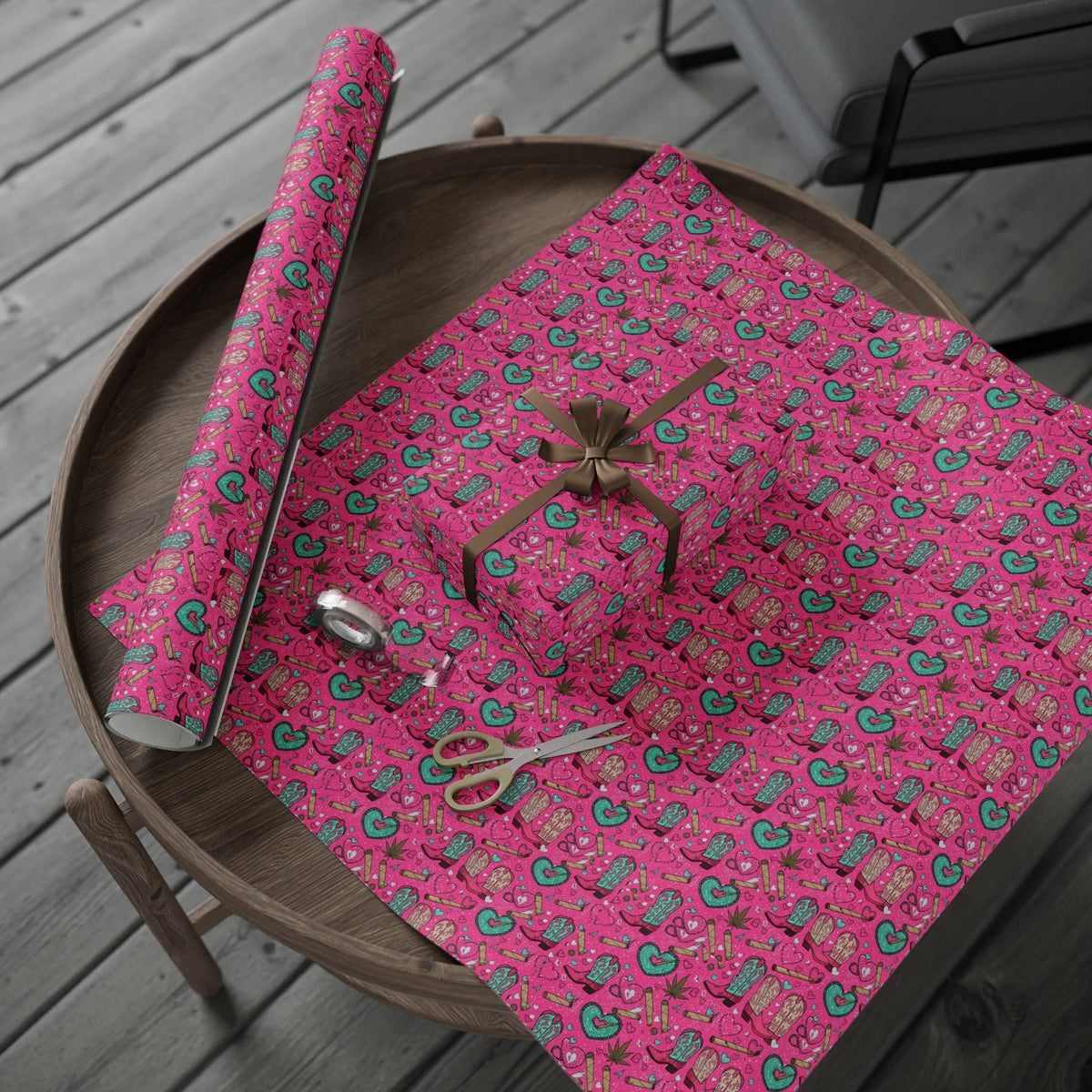 Girly Western  Pink Cowgirl Boots Wrapping Paper