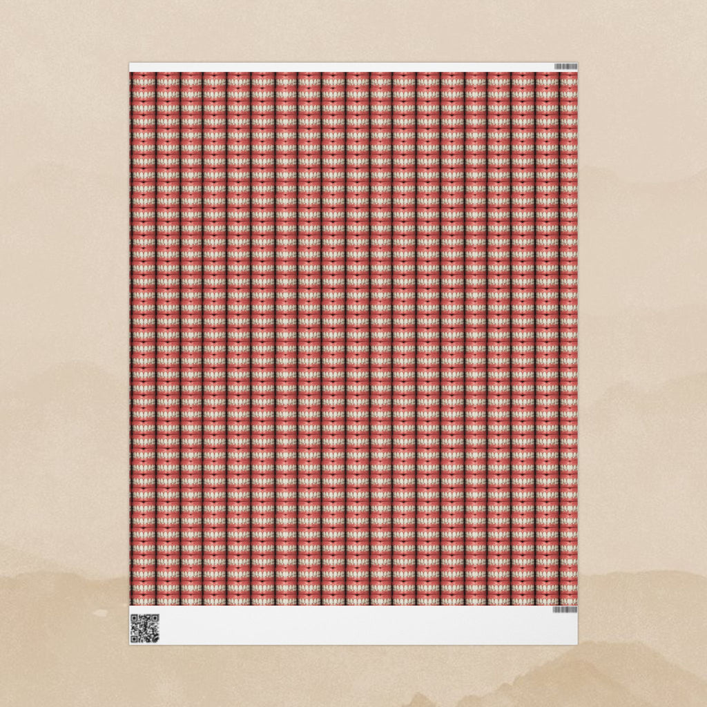 Teeth Wrapping Paper | Red Tooth Pattern Holiday Wrap