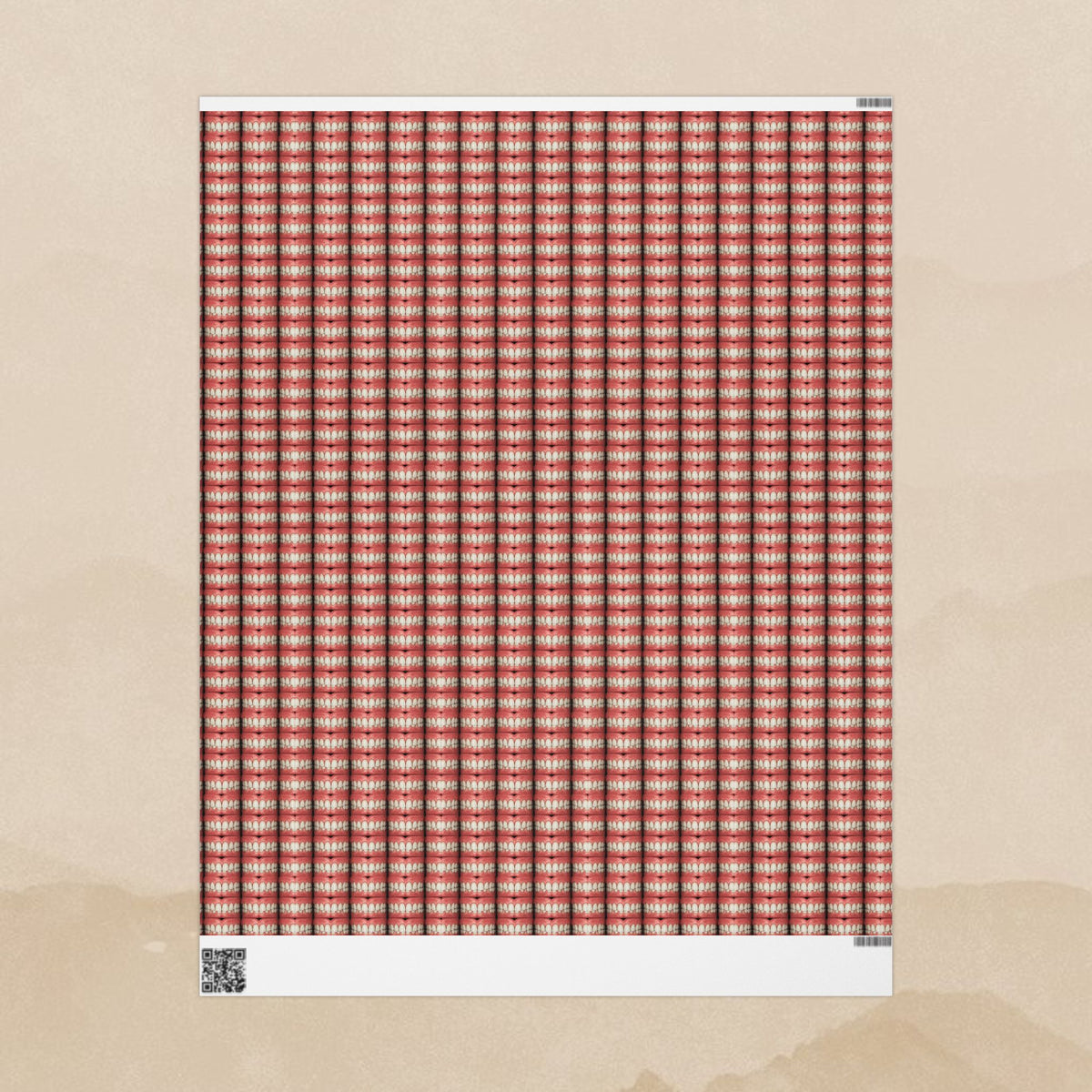 Teeth Wrapping Paper | Red Tooth Pattern Holiday Wrap