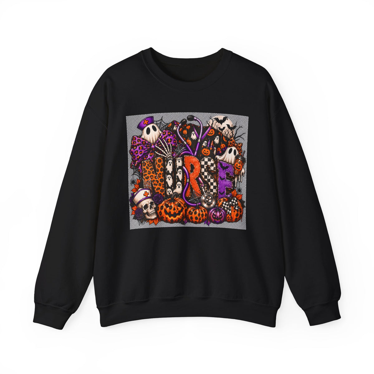 Spooky Pumpkins & Ghosts Halloween Crewneck Sweatshirt