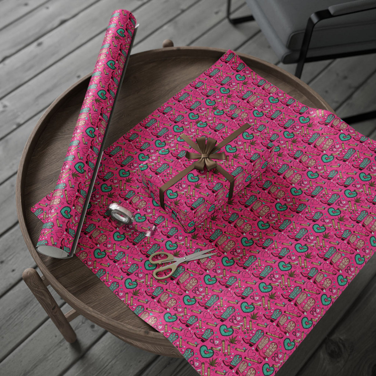 Girly Western  Pink Cowgirl Boots Wrapping Paper