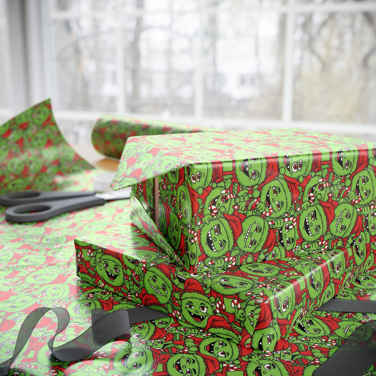 Green Grinchy Christmas Wrapping Paper