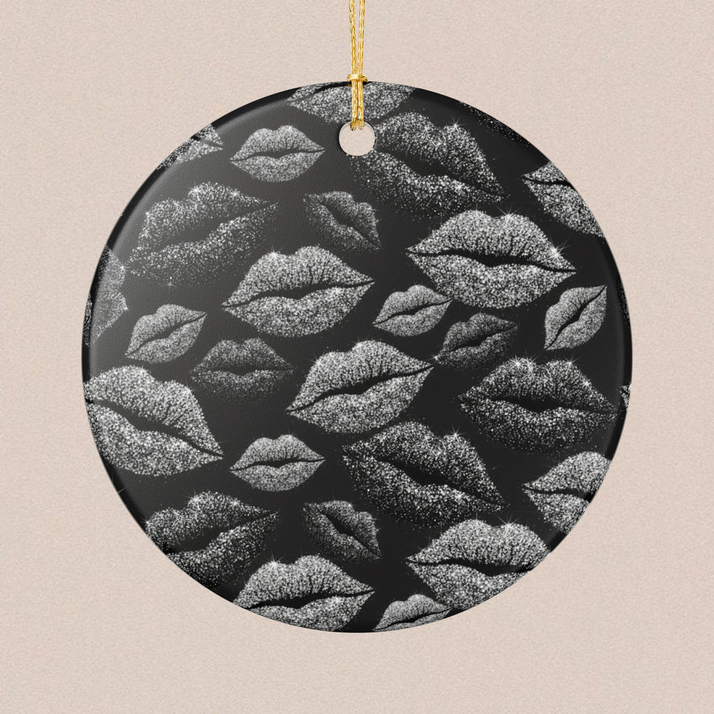 Chic Lip Print Ceramic Ornament