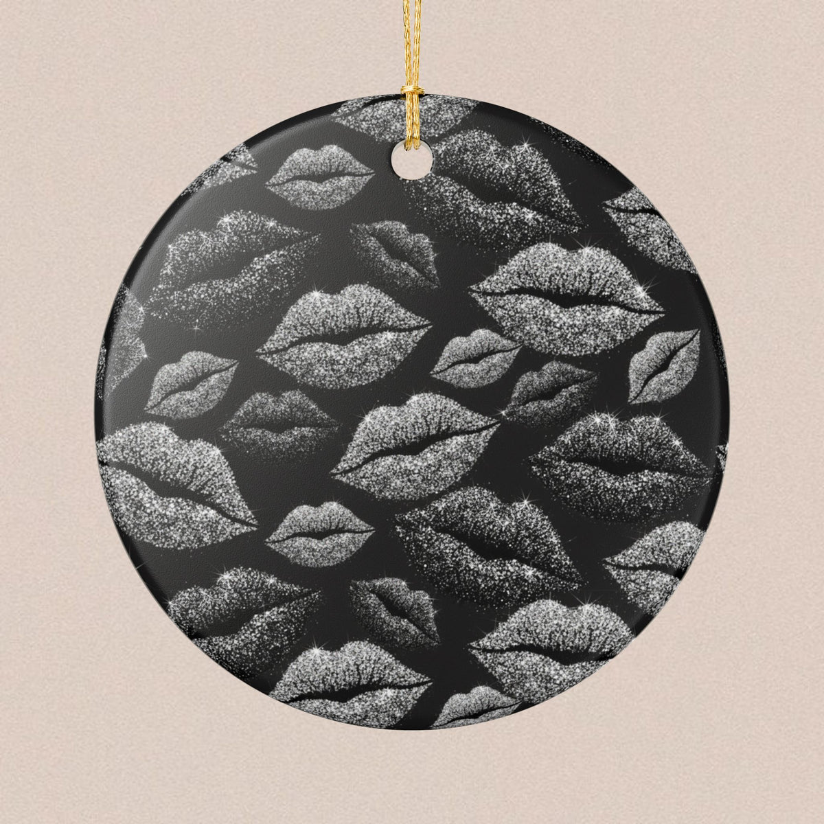 Chic Lip Print Ceramic Ornament