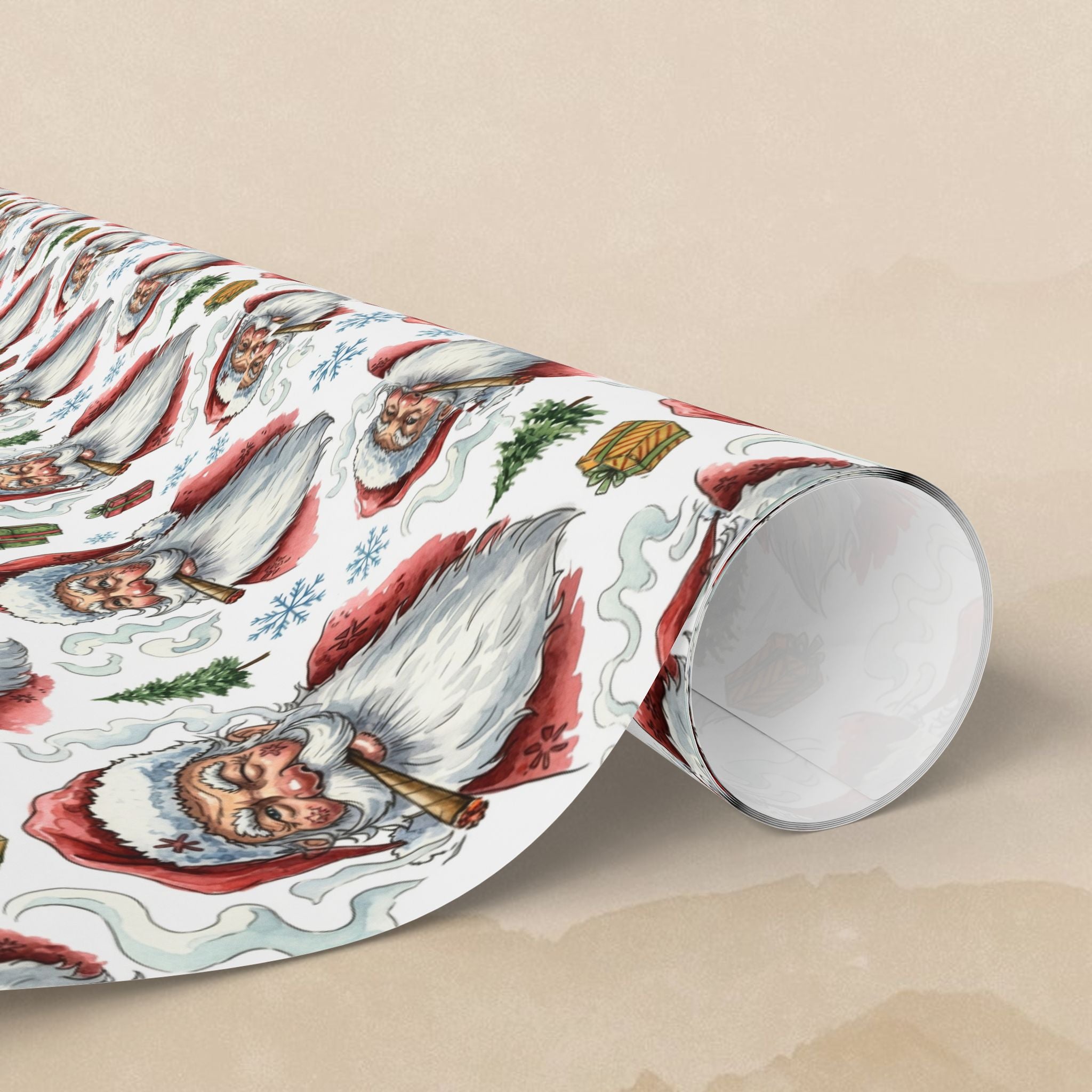 Vintage Santa Pattern Wrapping Paper | Christmas Holiday Paper Roll