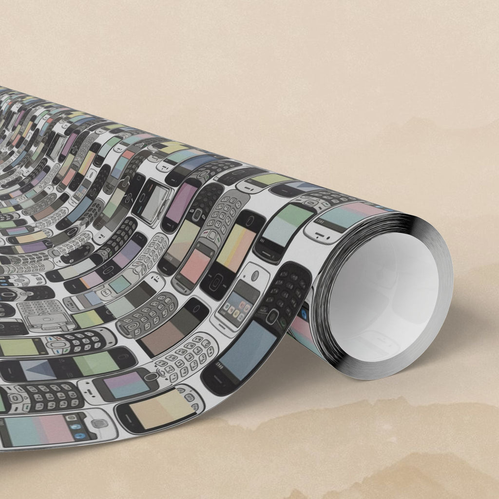 Vintage Cellphone Pattern Wrapping Paper | Retro Mobile Phone Gift Wrap