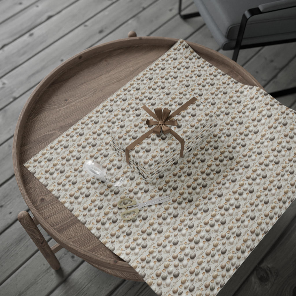 Neutral Speckled Easter Eggs Wrapping Papers | Minimal Linen Floral Pattern