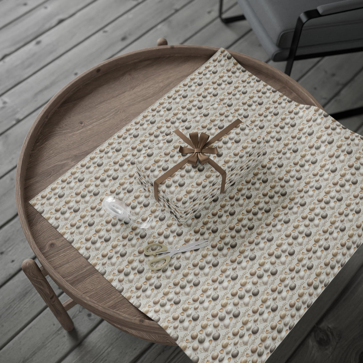 Neutral Speckled Easter Eggs Wrapping Papers | Minimal Linen Floral Pattern