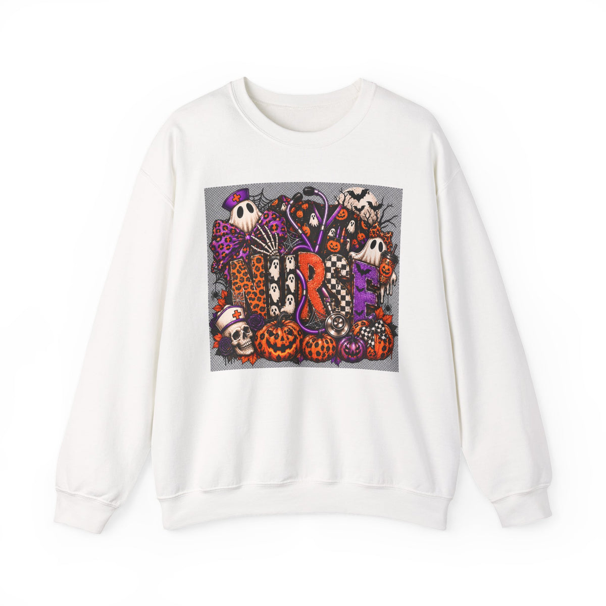 Spooky Pumpkins & Ghosts Halloween Crewneck Sweatshirt