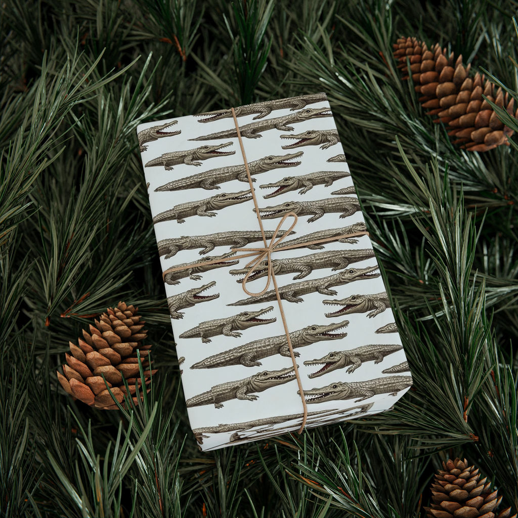 Alligator Pattern Wrapping Paper | Repeating Crocodile Design