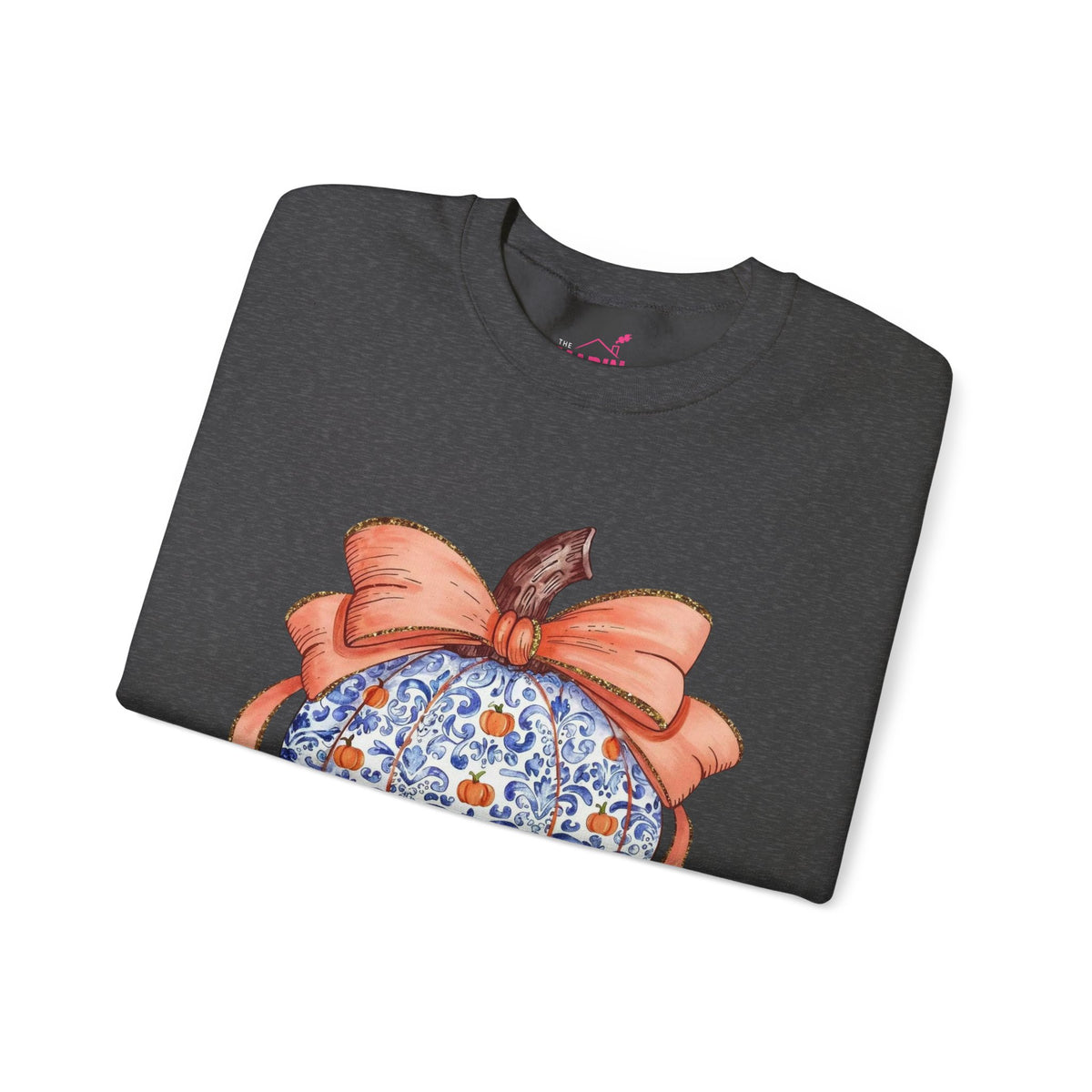 Blue Pumpkin Bow Sweatshirt | Preppy Fall Crewneck