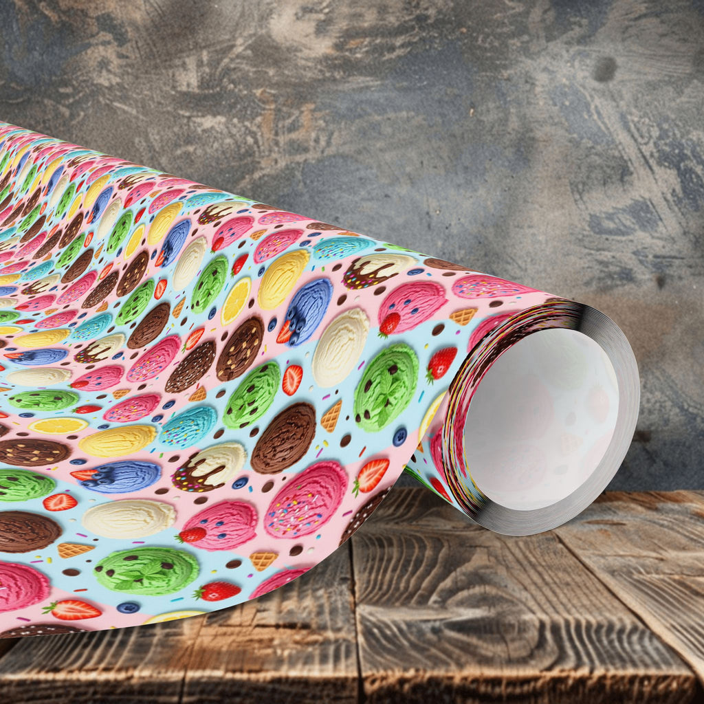 Colorful ice-cream scoop Pattern Wrapping Paper | Bakery Sweets Holiday Wrap