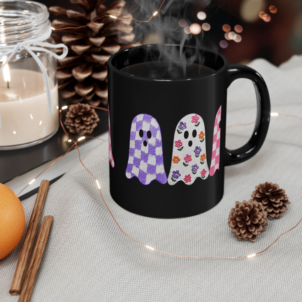 Checkered Ghost Black Mug (11oz, 15oz)