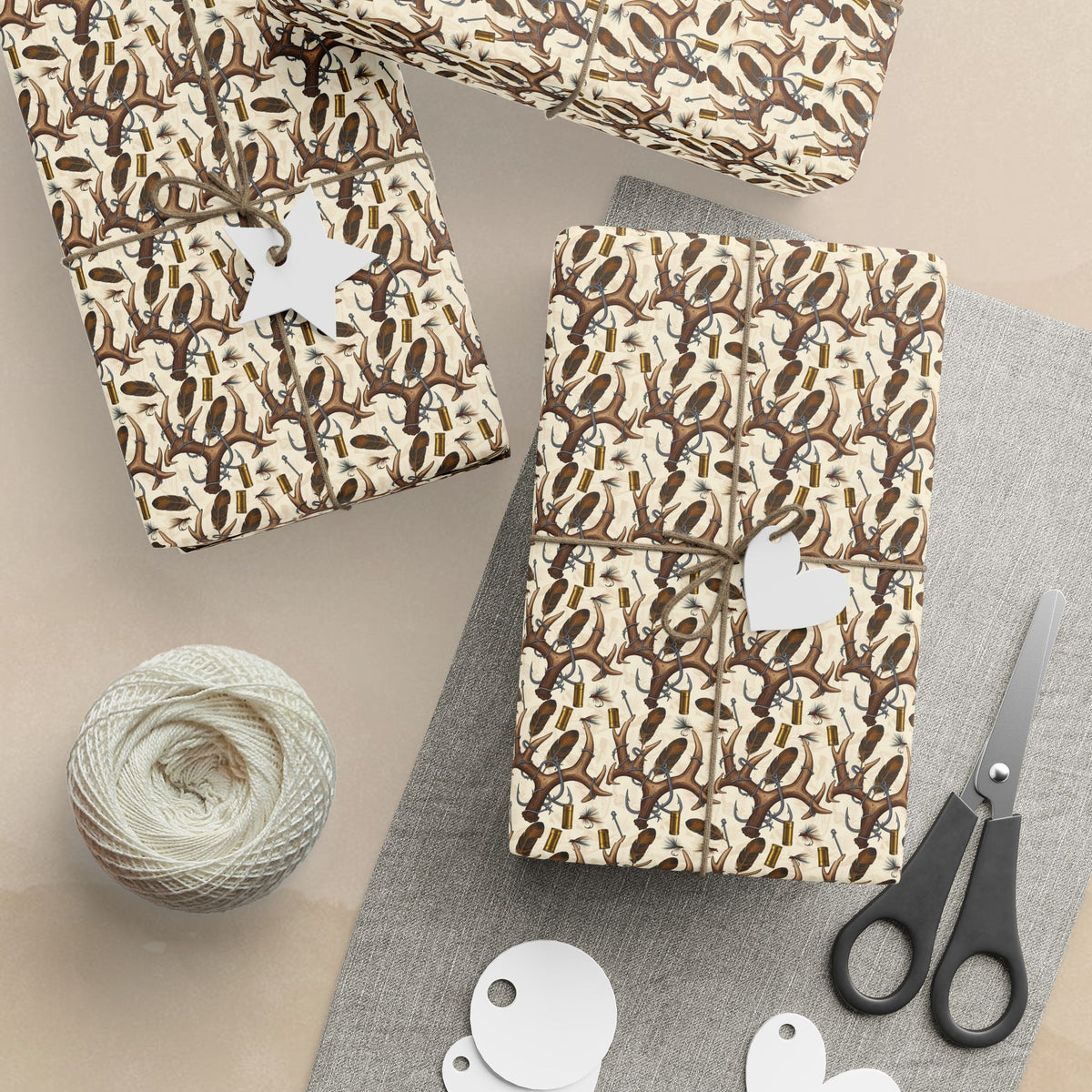 Brown Hunters Wrapping Paper | Repeating Pattern, Neutral Gift Wrap