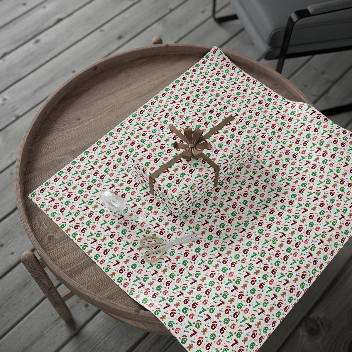 Candy Cane Numbers Wrapping Paper | Holiday Christmas Pattern