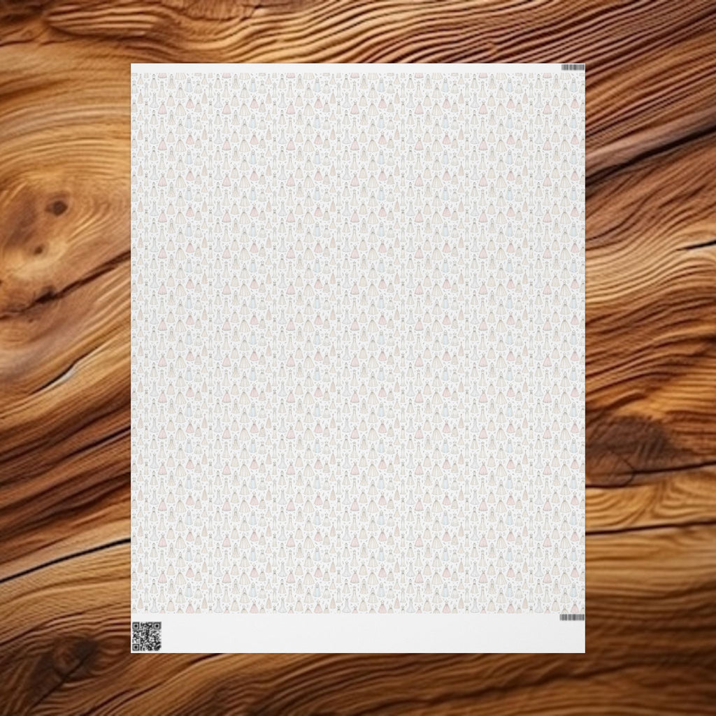 Neutral Pastel Wedding Dresses Pattern Wrapping Paper | Pet-Themed Gift Wrap