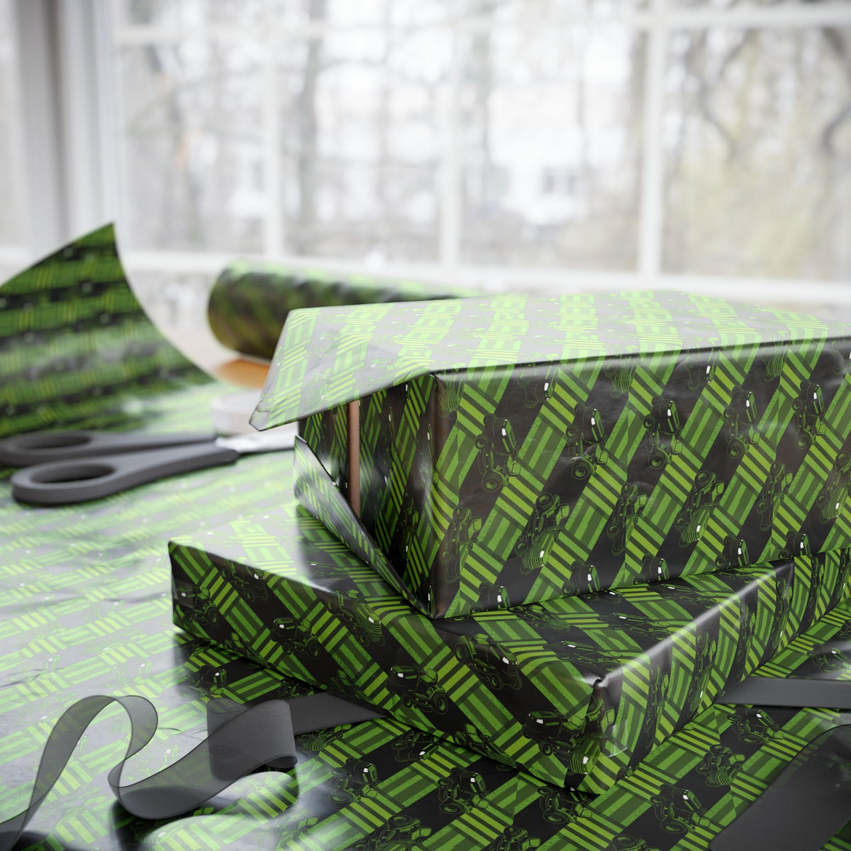 Green Lawn Mower Wrapping Papers | Halloween Gift Wrap Roll