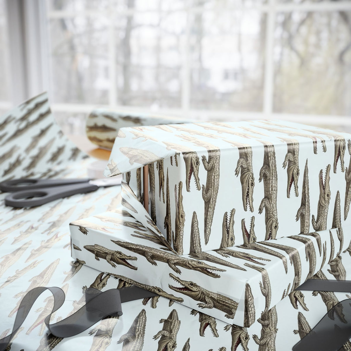Alligator Pattern Wrapping Paper | Repeating Crocodile Design