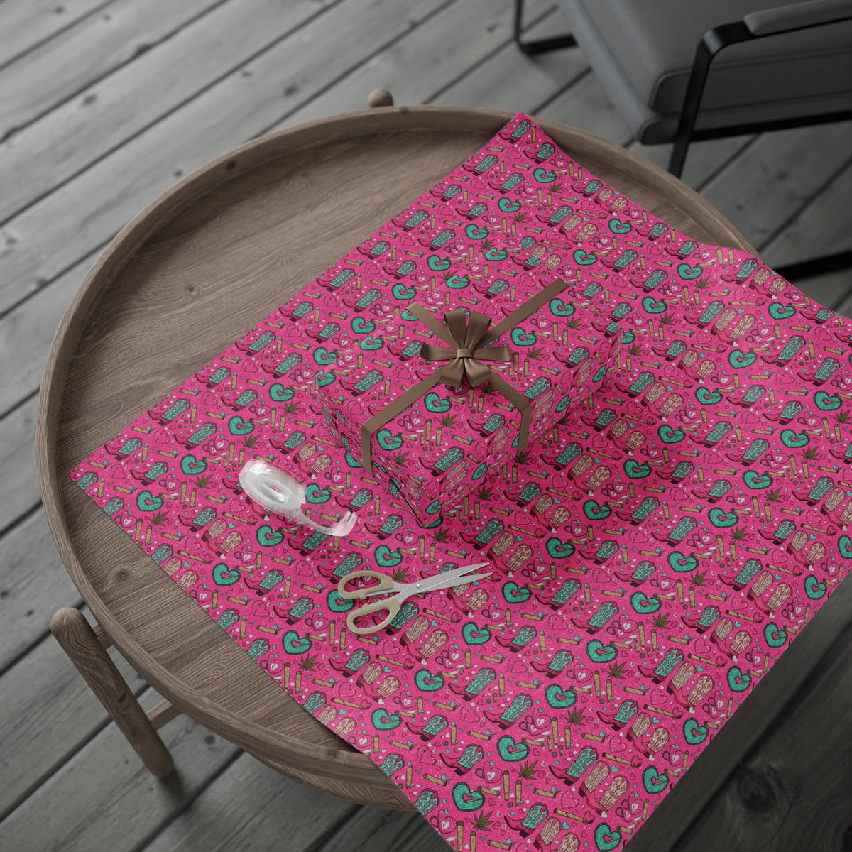 Girly Western  Pink Cowgirl Boots Wrapping Paper