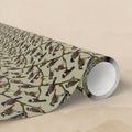 Vintage Bird Pattern Wrapping Paper | Songbirds on Branches, Neutral Tones
