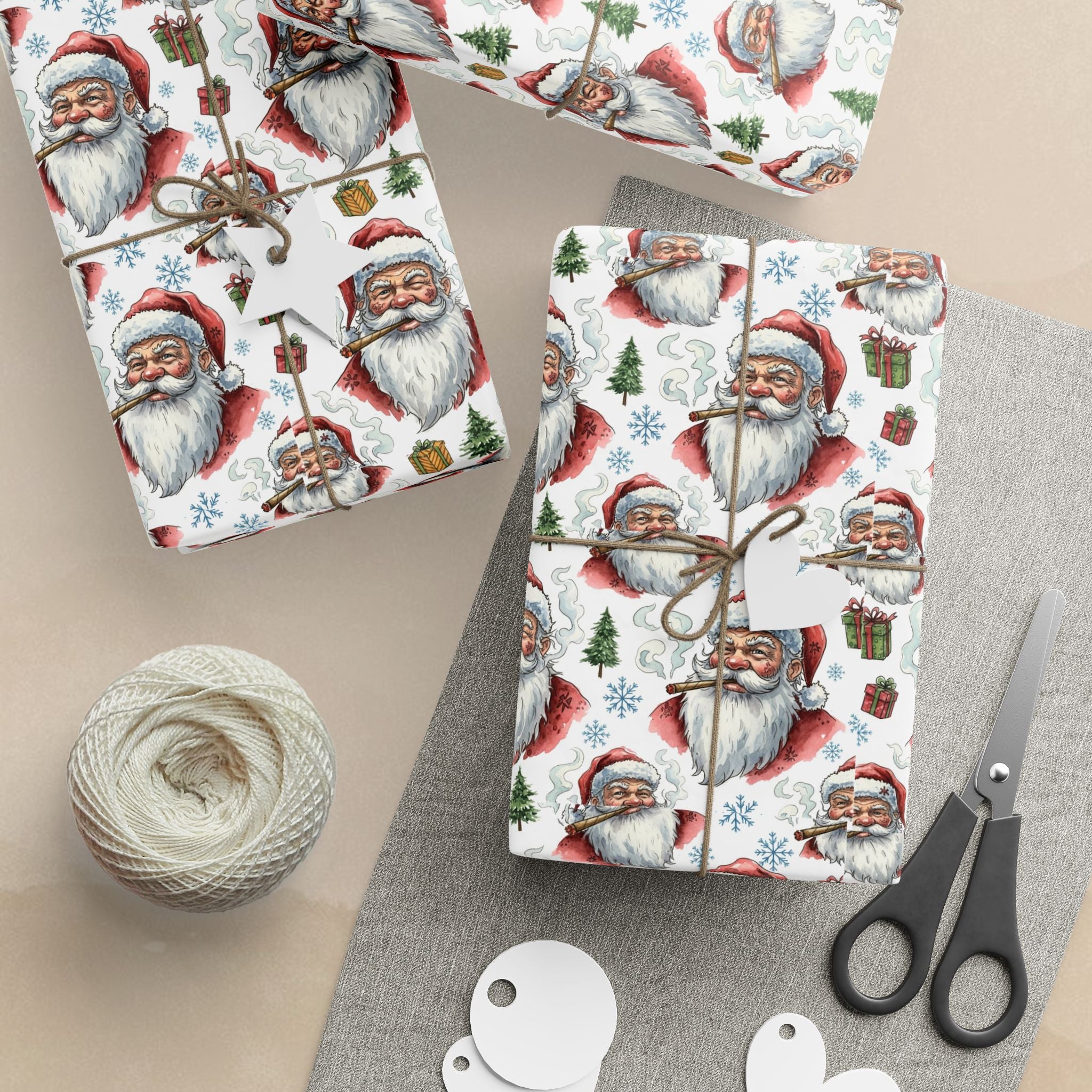 Vintage Santa Pattern Wrapping Paper | Christmas Holiday Paper Roll