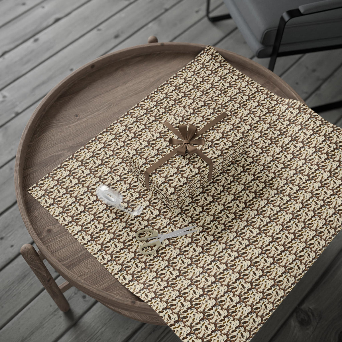 Brown Hunters Wrapping Paper | Repeating Pattern, Neutral Gift Wrap