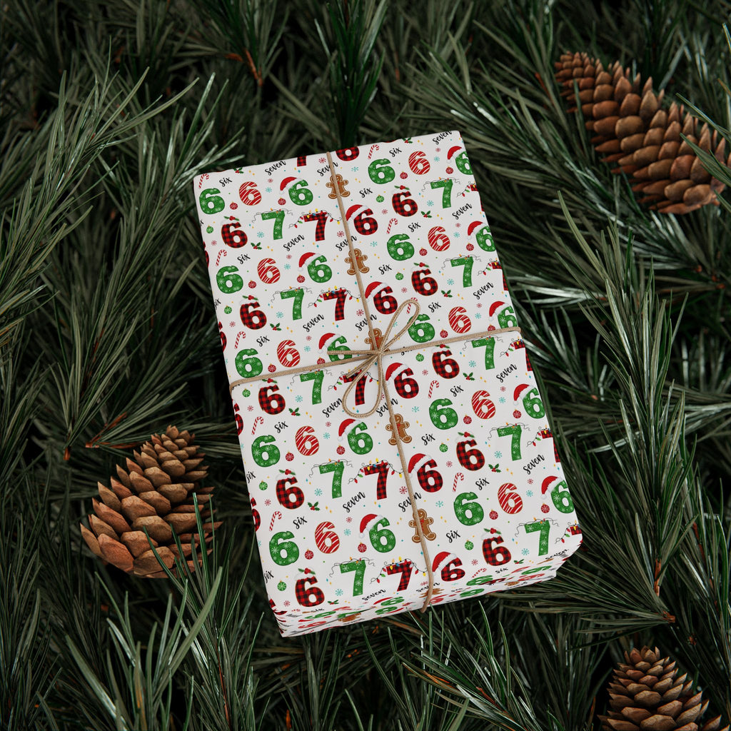 Candy Cane Numbers Wrapping Paper | Holiday Christmas Pattern
