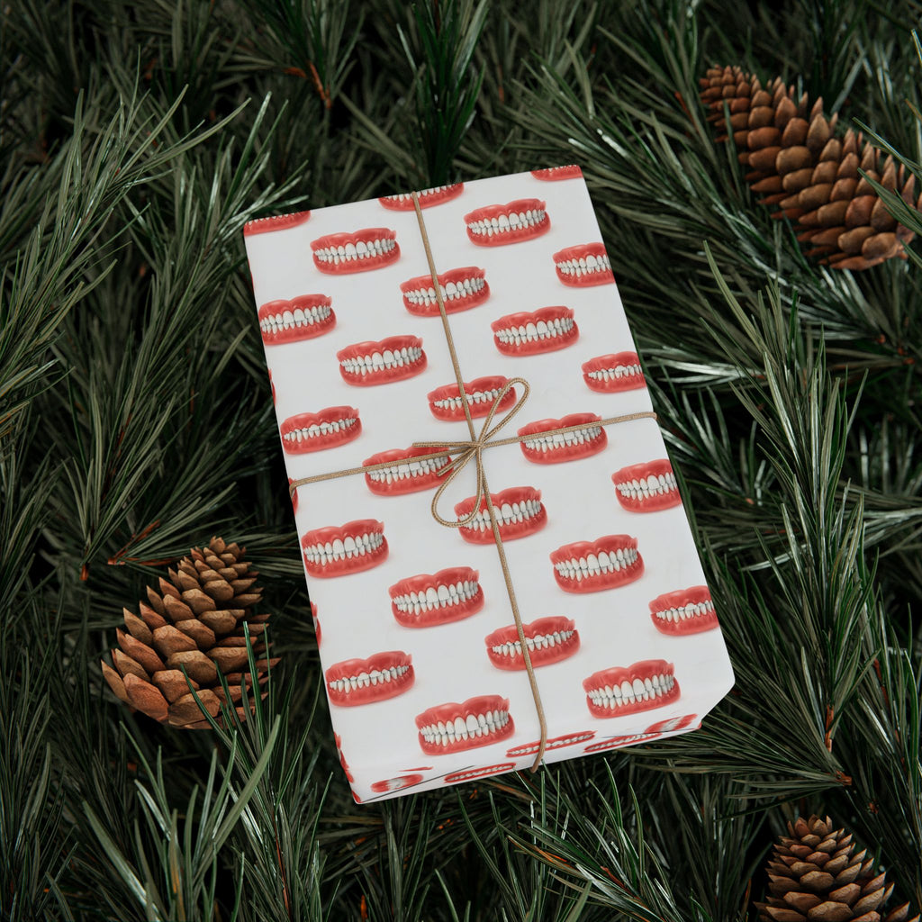 Dentures Pattern Wrapping Paper | Cosmetic Theme
