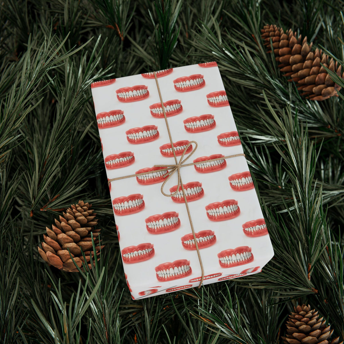 Dentures Pattern Wrapping Paper | Cosmetic Theme