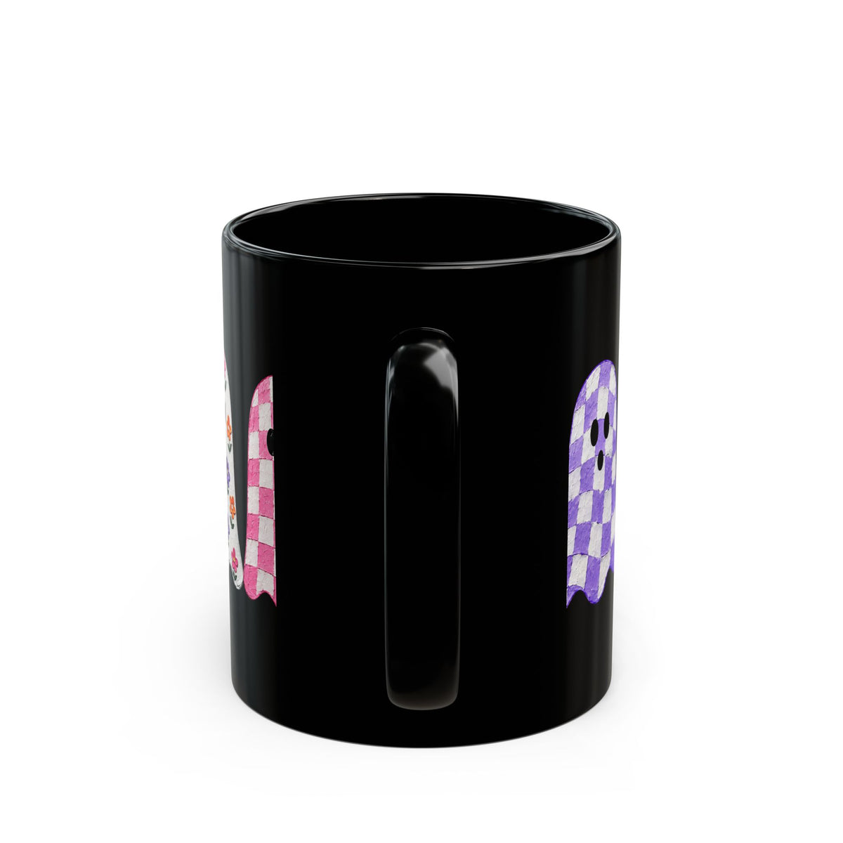 Checkered Ghost Black Mug (11oz, 15oz)