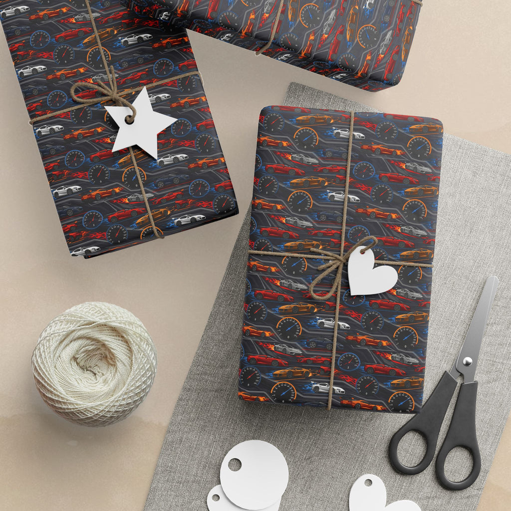 Vintage Racing Cars Wrapping Paper | Retro Automobile Pattern