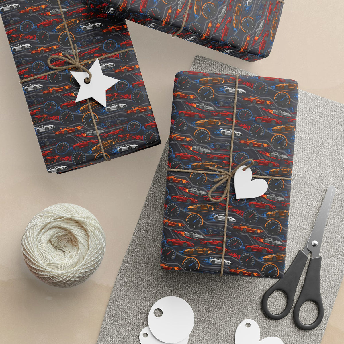 Vintage Racing Cars Wrapping Paper | Retro Automobile Pattern