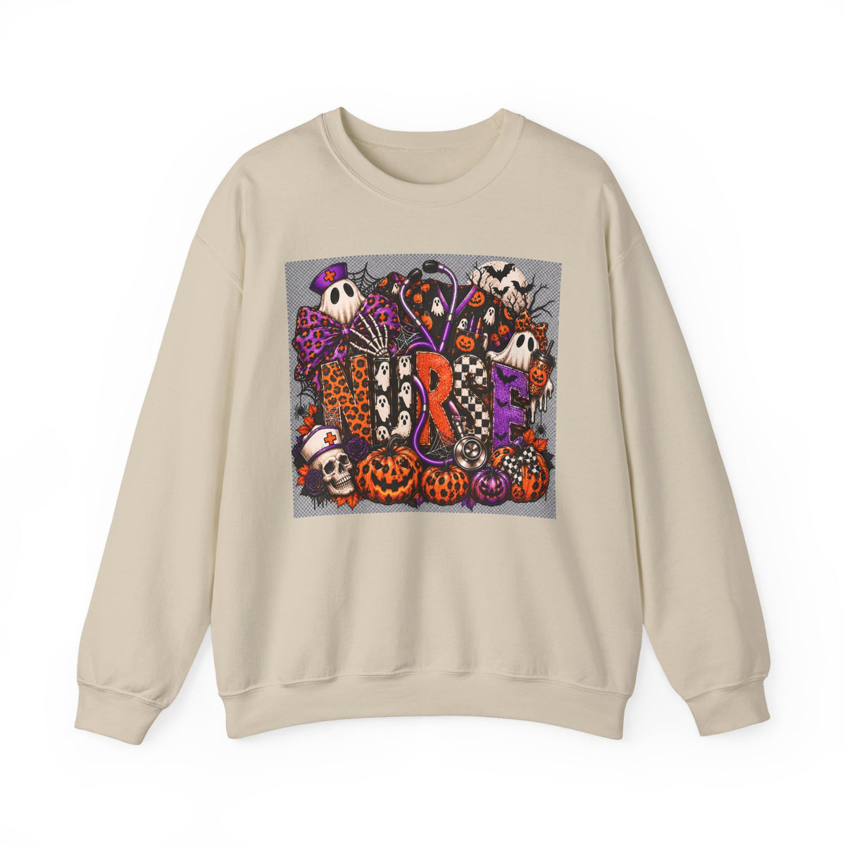 Spooky Pumpkins & Ghosts Halloween Crewneck Sweatshirt