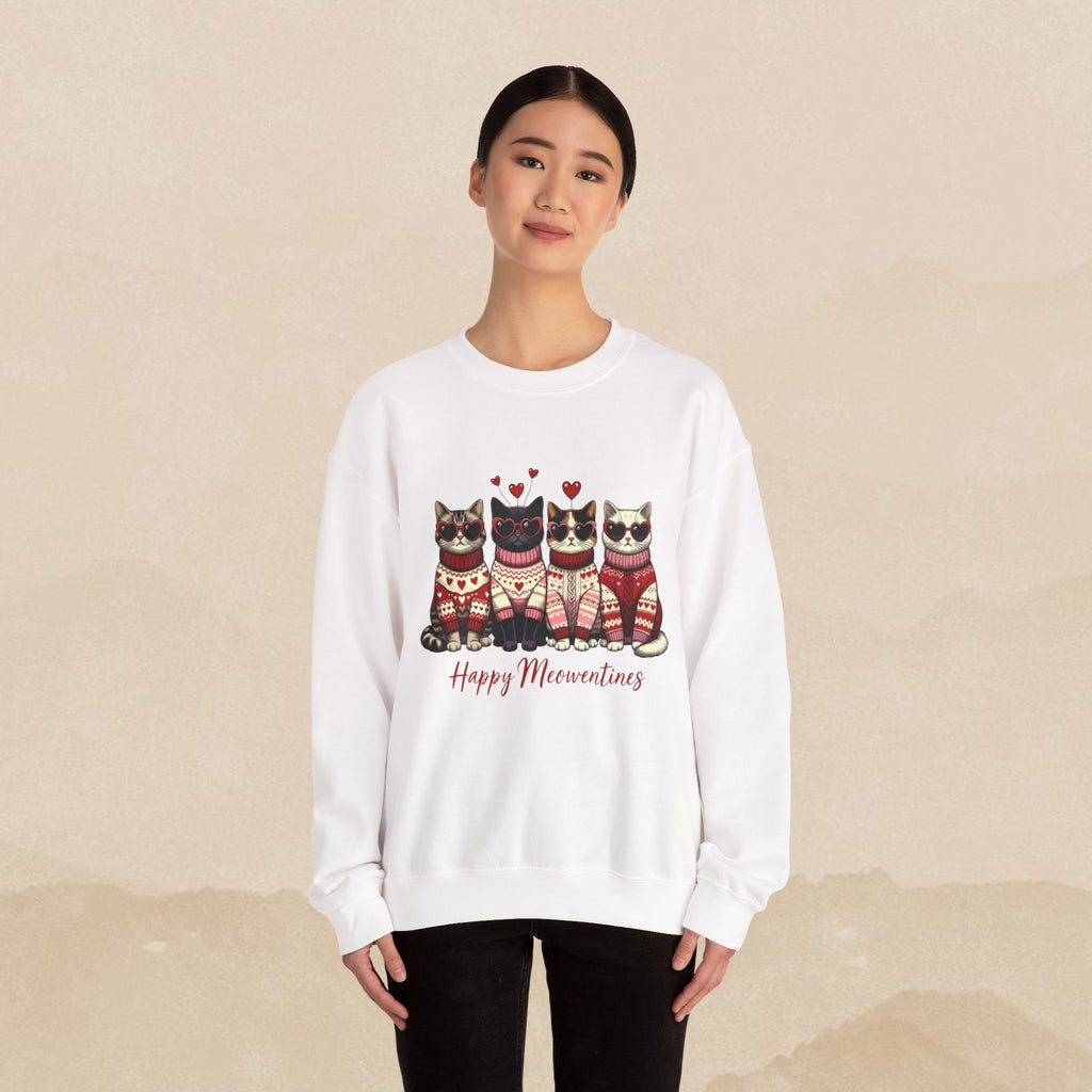 Happy Meowrntines Cats sweatshirt | Valentine Cat Sweater Crewneck