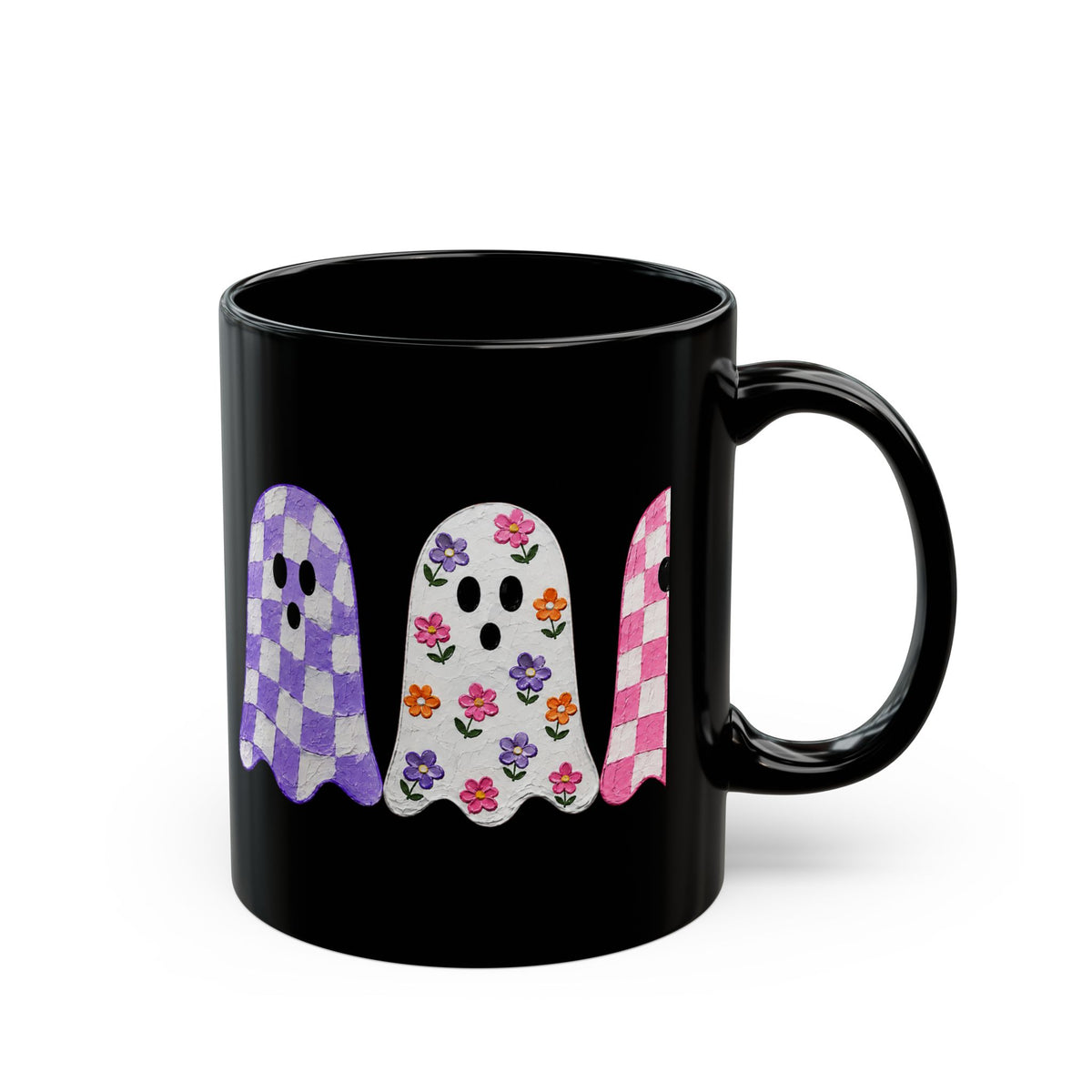 Checkered Ghost Black Mug (11oz, 15oz)